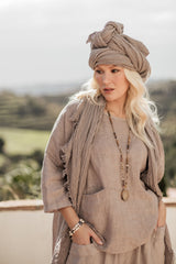 Boho mesh linen scarf, sand