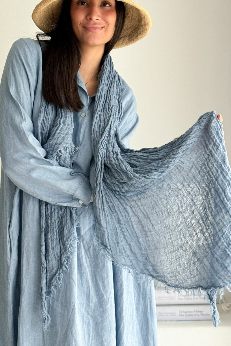 Boho mesh pellavahuivi, denim blue