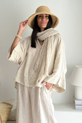 Boho mesh pellavahuivi, hiekka