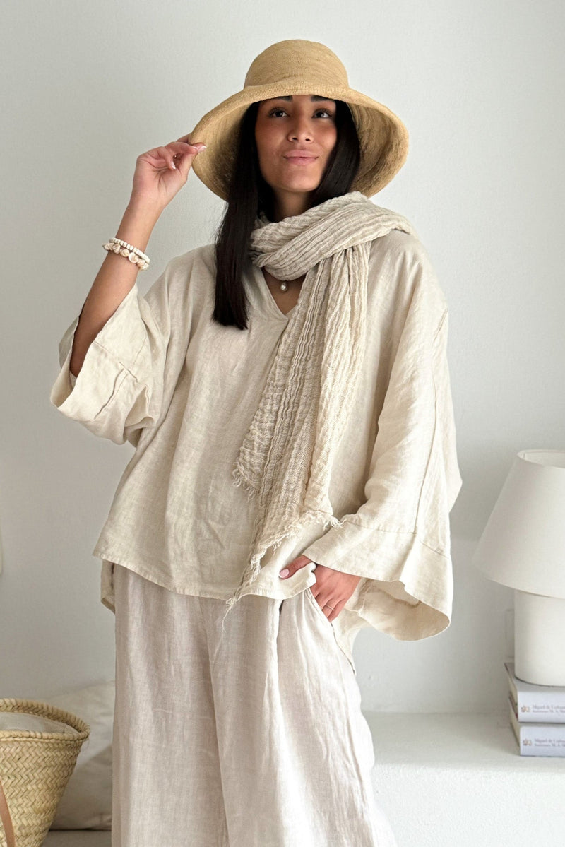 Boho mesh pellavahuivi, hiekka
