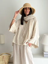 Boho Mesh linen scarf, sand