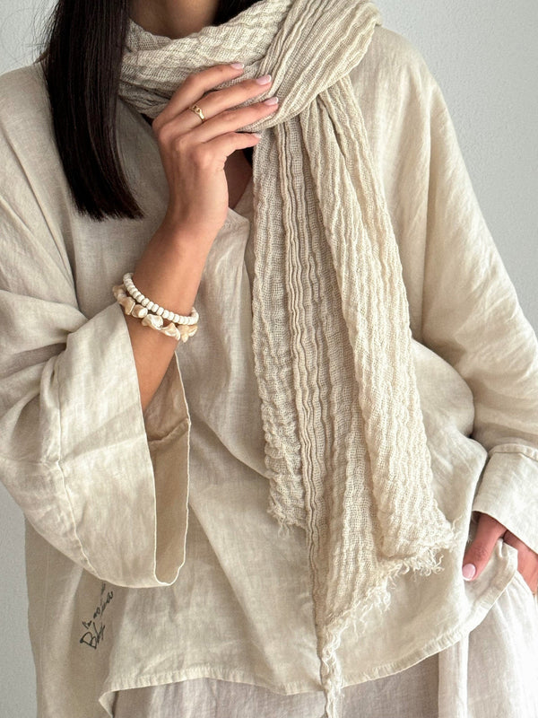 Boho Mesh linen scarf, sand