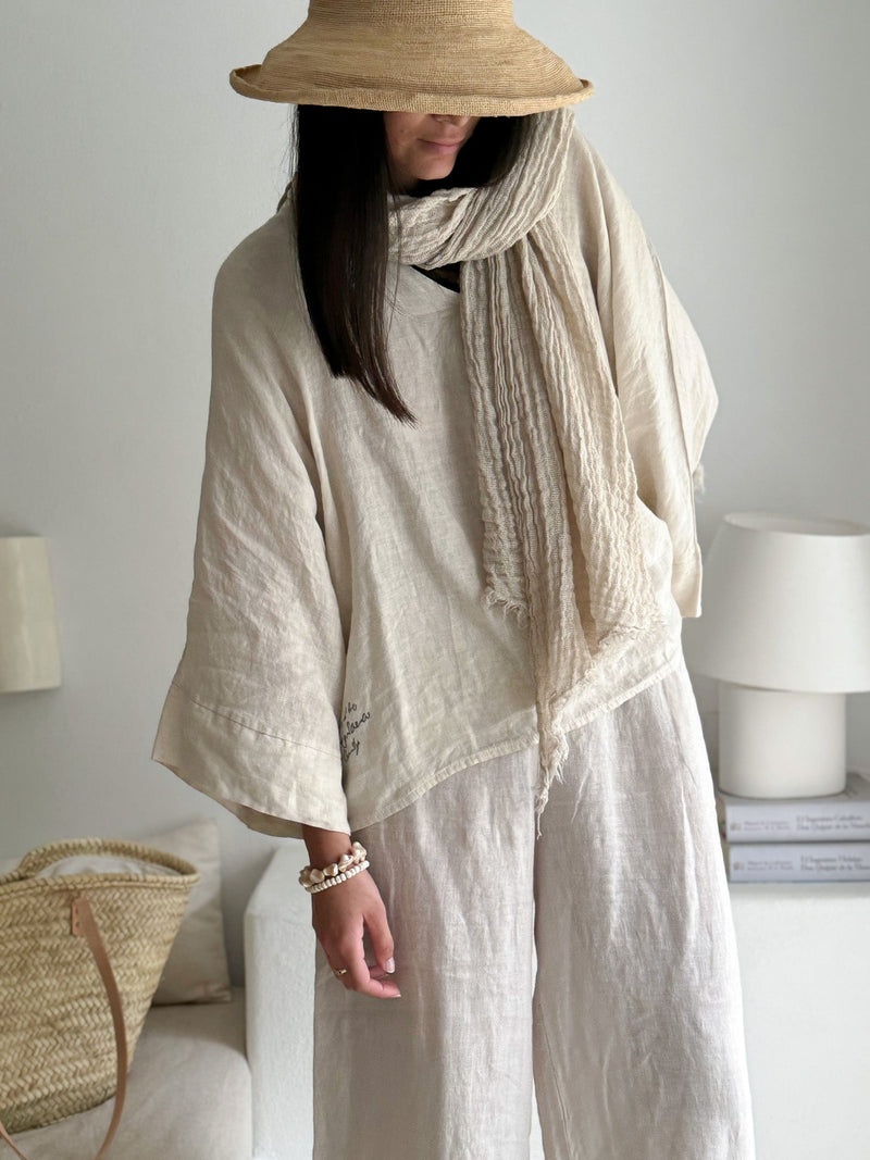 Boho Mesh linen scarf, sand