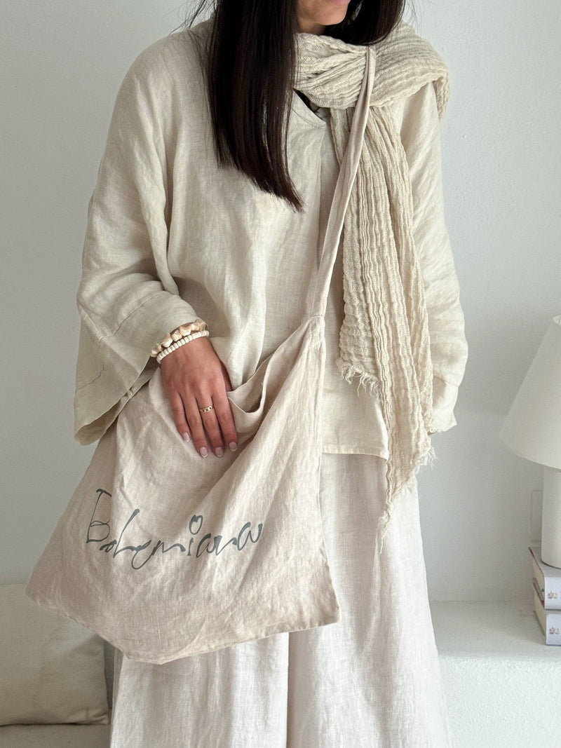 Boho Mesh linen scarf, sand