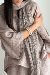 Boho mesh linen scarf, silverpink