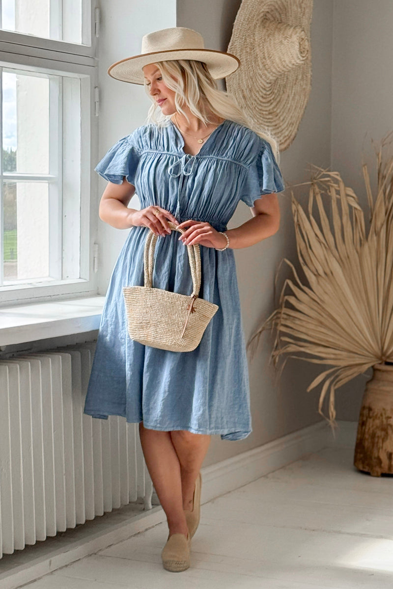 Cindy linen dress, denim blue