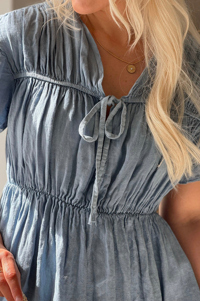 Cindy linen dress, denim blue