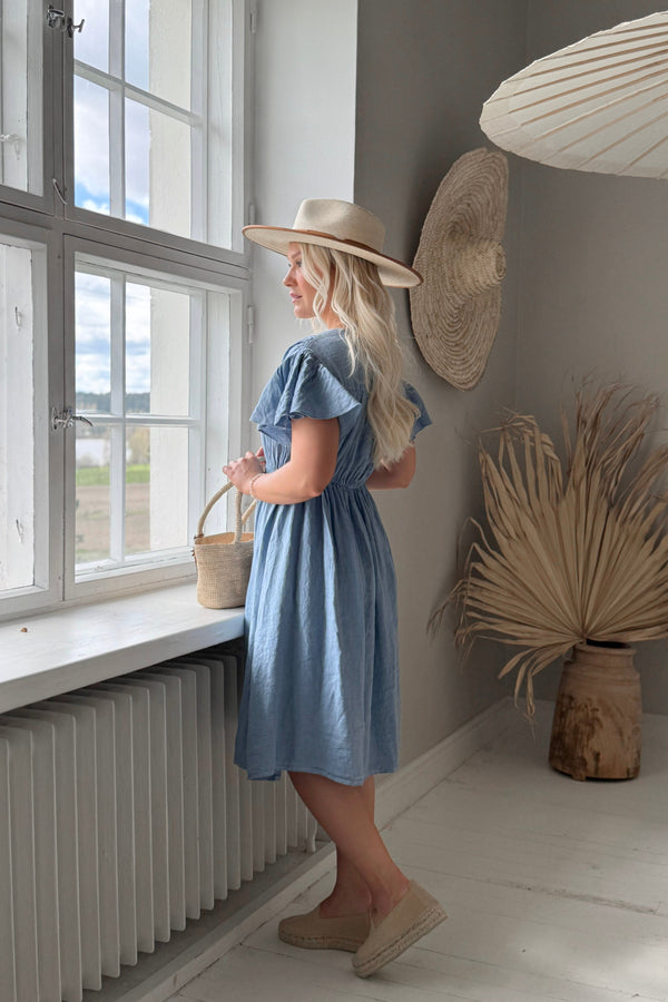 Cindy linen dress, denim blue