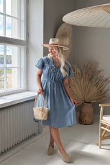 Cindy linen dress, denim blue