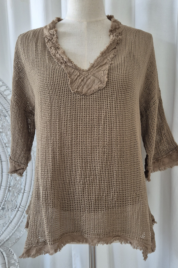 Clio mesh top, savanna