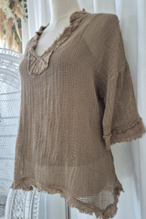Clio mesh top, savanna