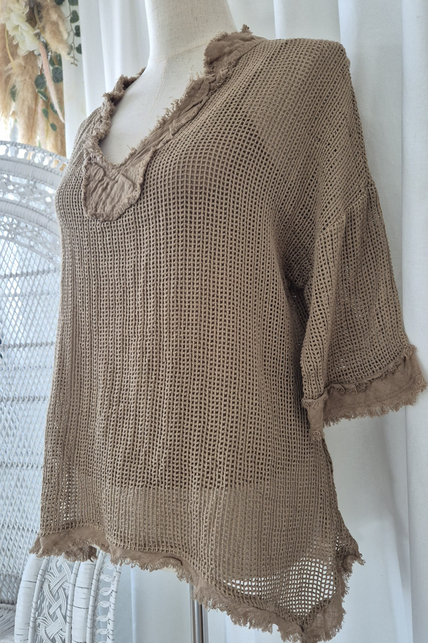 Clio mesh top, savanna