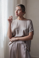 Satin luxe Ellery paita, silverpink