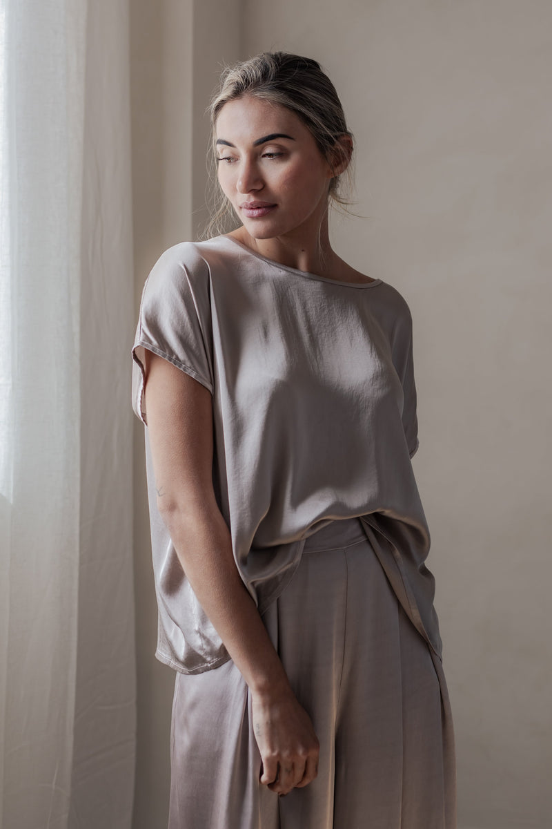 Satin luxe Ellery paita, silverpink