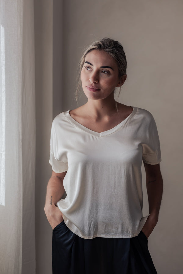 Satin luxe Erla t-paita, vanilla