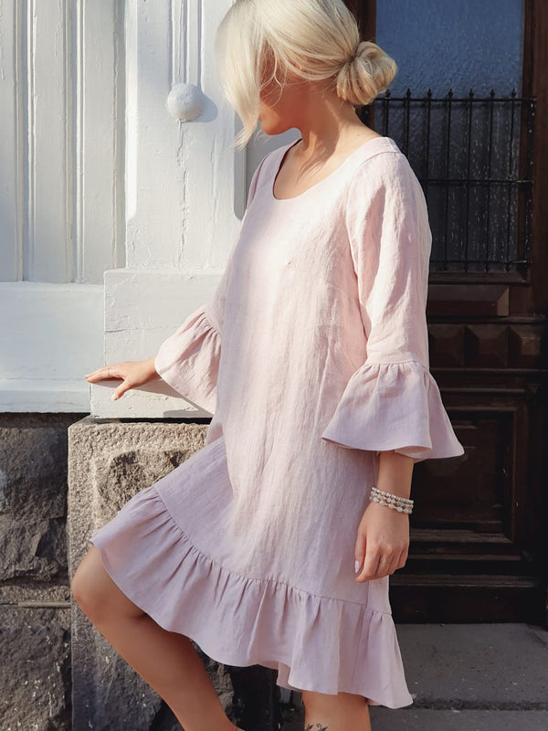 Juliet linen dress, blush pink