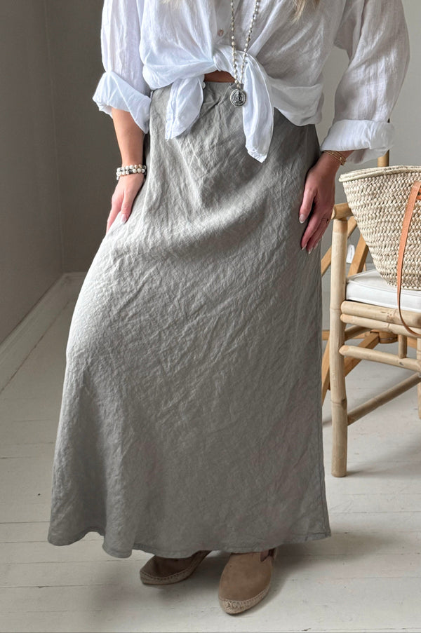 Linen pencil skirt, taupe