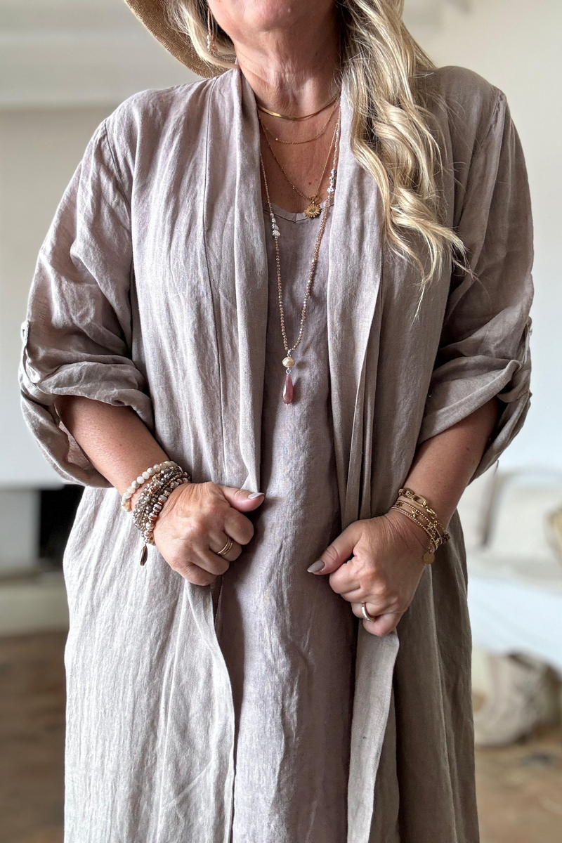 Louisa linen jacket, silverpink