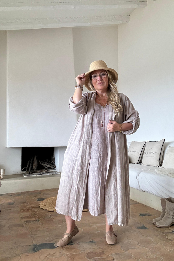 Louisa linen jacket, silverpink