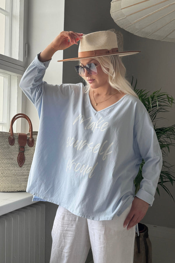 Make yourself proud long sleeve t-shirt, light blue