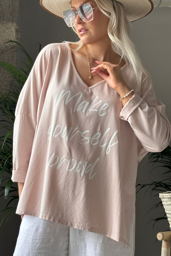 Make yourself proud long sleeve t-shirt, light pink