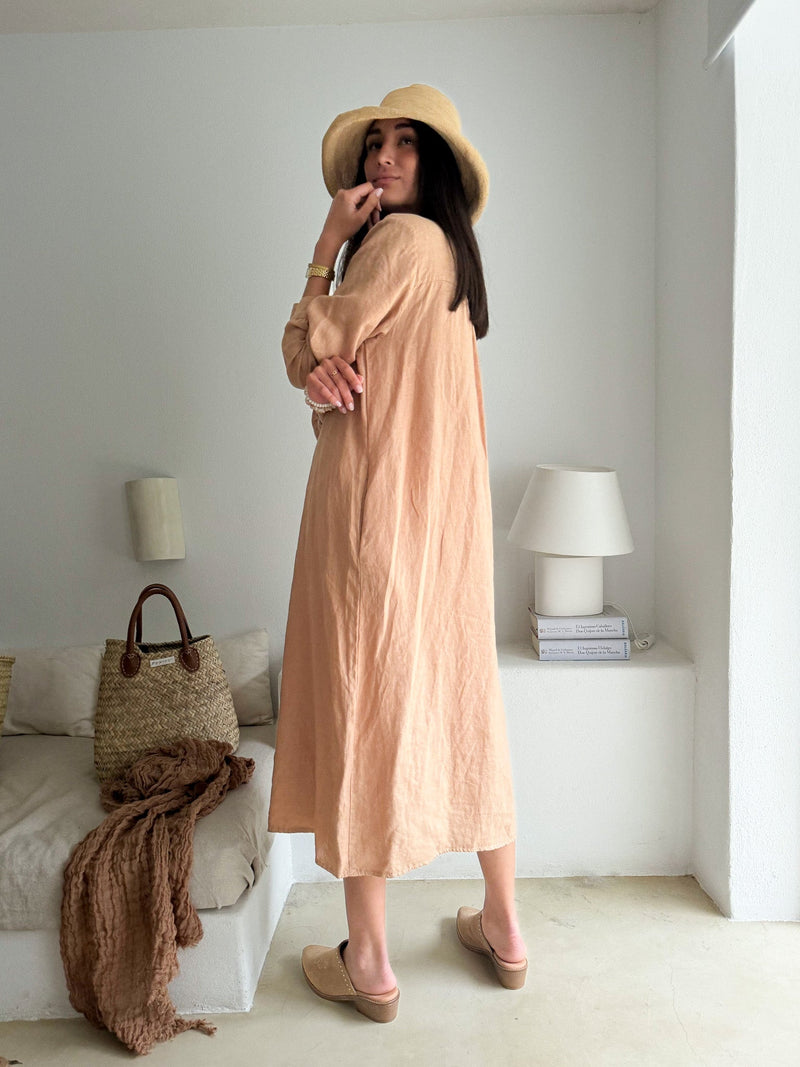 Norma linen dress, powder