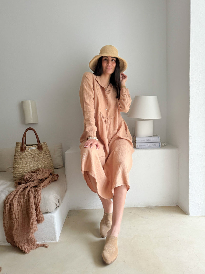 Norma linen dress, powder