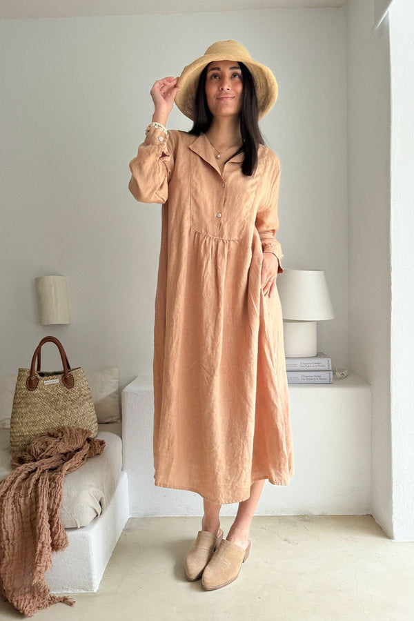 Norma linen dress, powder