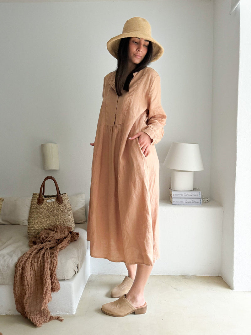 Norma linen dress, powder