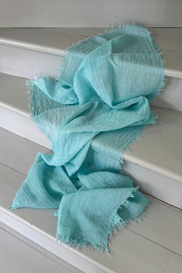 Soft linen scarf, aqua
