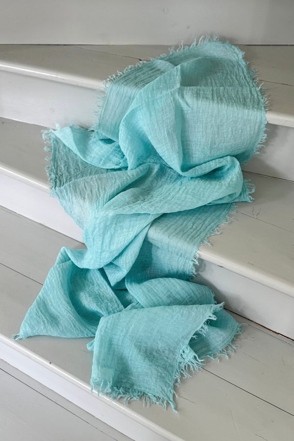 Soft linen scarf, aqua