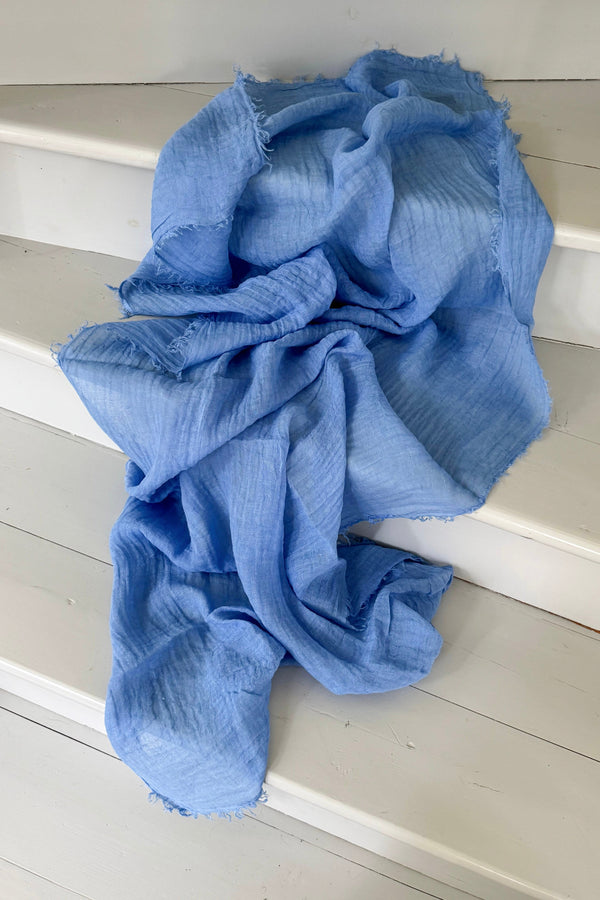 Soft linen scarf, sky blue
