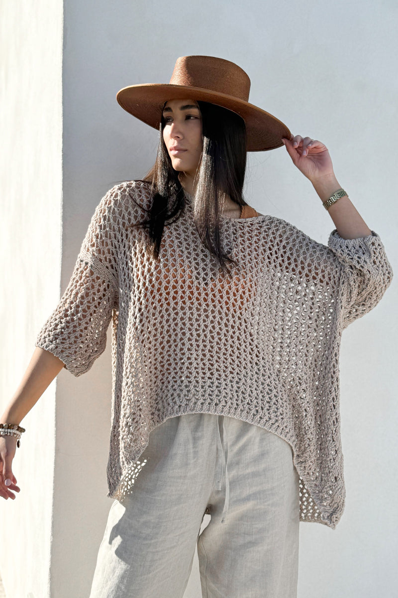 Solange mesh neule, beige