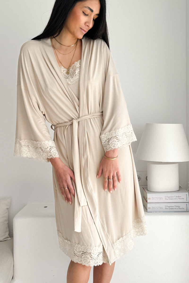 Bamboo Lace kimono, beige