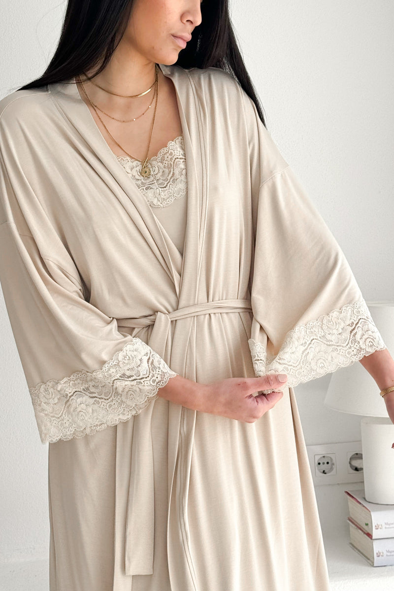 Bamboo Lace kimono, beige