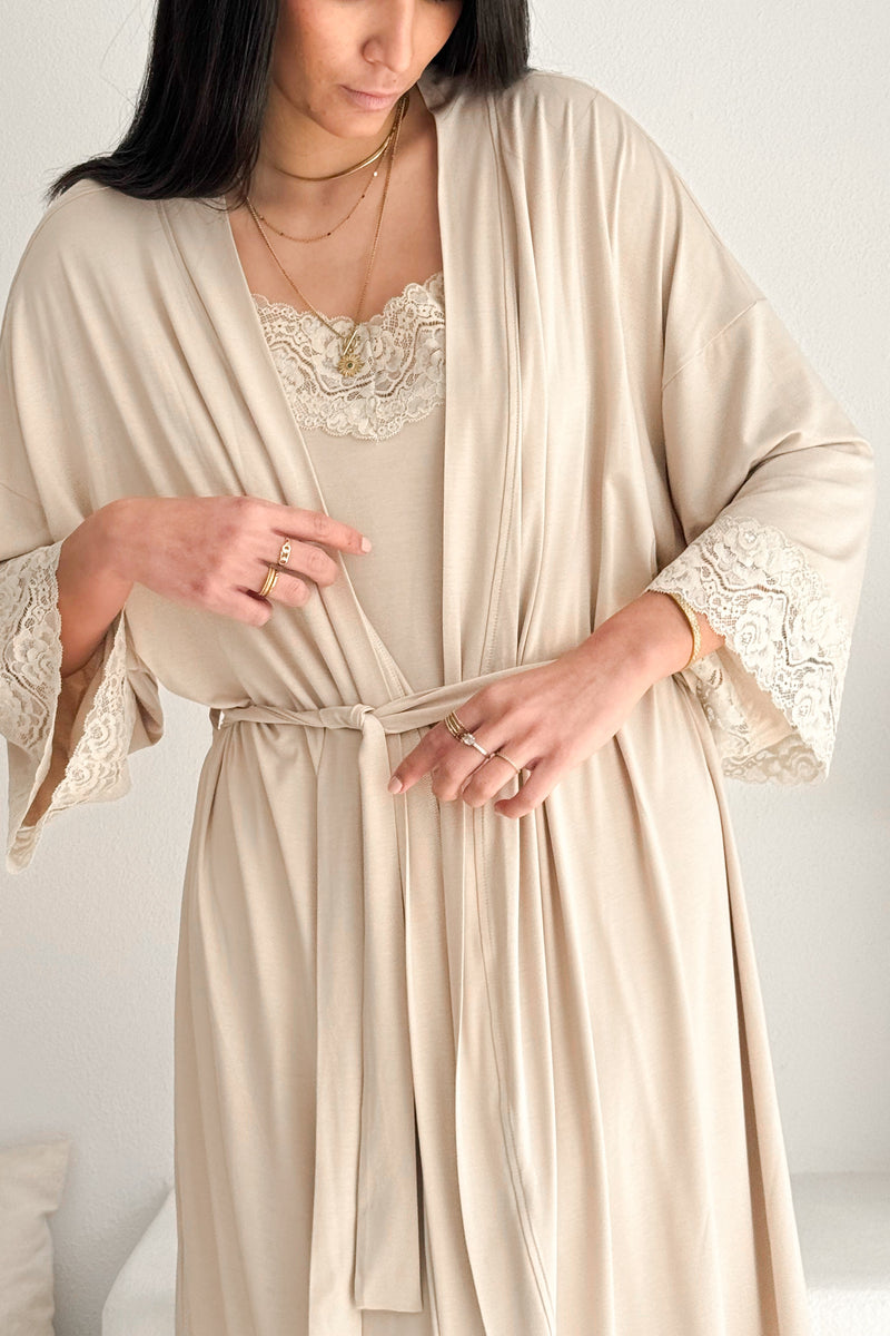 Bamboo Lace kimono, beige