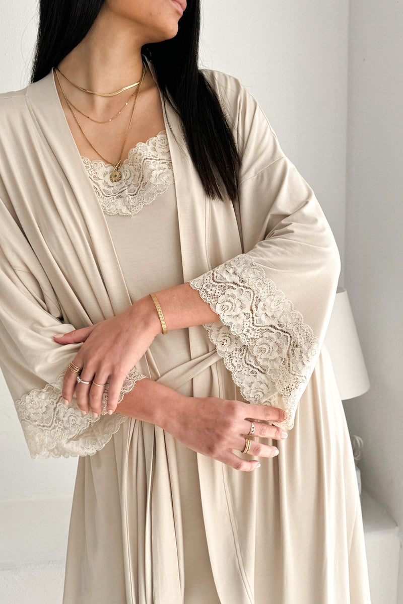 Bamboo Lace kimono, beige