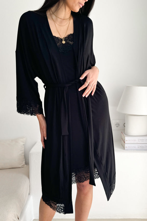 Bamboo Lace kimono, musta