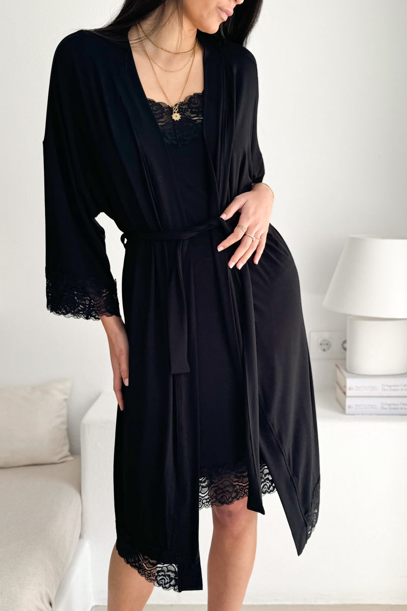 Bamboo Lace kimono, black