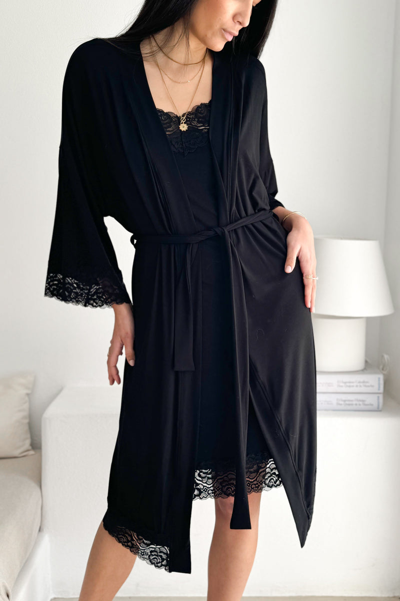 Bamboo Lace kimono, black