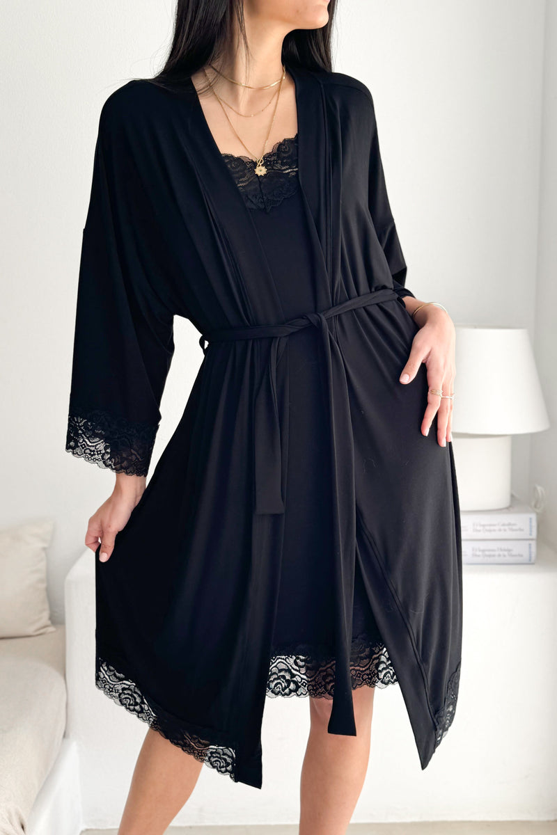 Bamboo Lace kimono, black