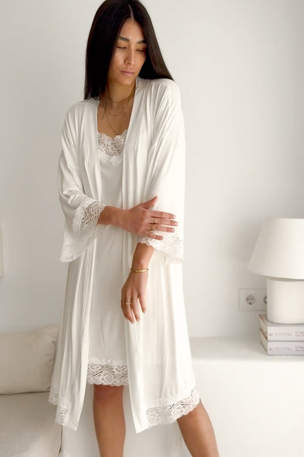 Bamboo Lace kimono, white