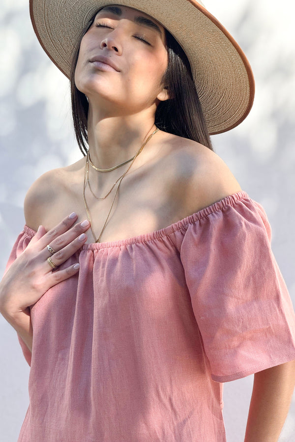 Bocca linen dress, peach blush