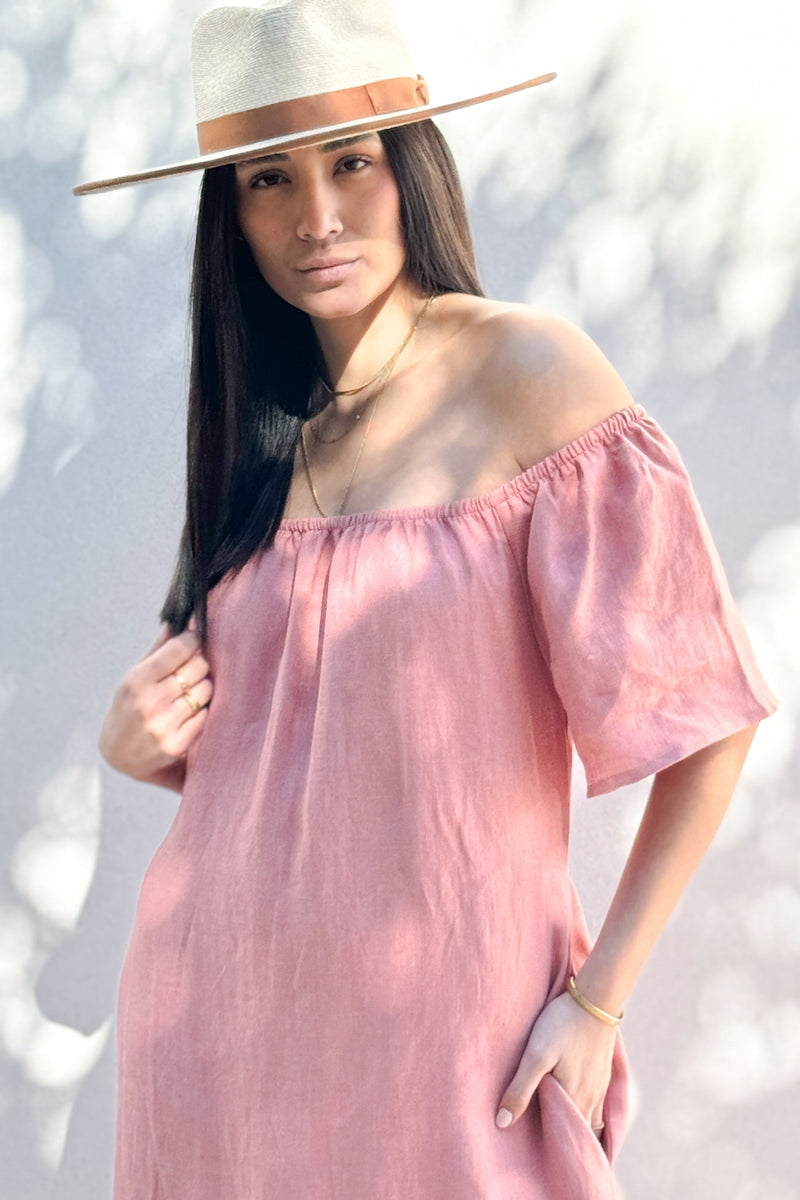 Bocca linen dress, peach blush