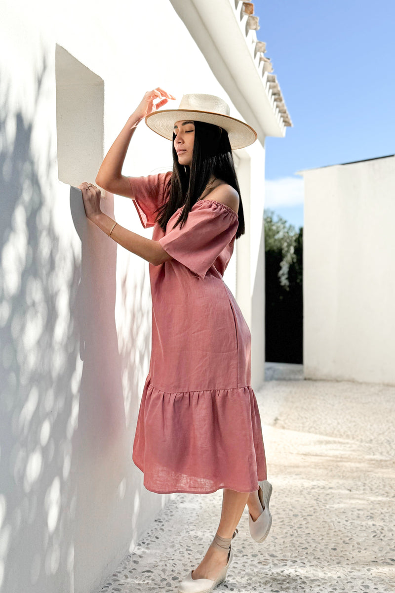 Bocca linen dress, peach blush