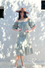 Bocca linen dress, camo green