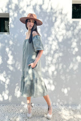 Bocca linen dress, camo green