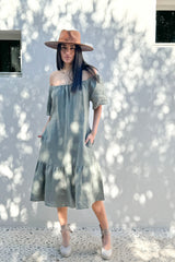 Bocca linen dress, camo green