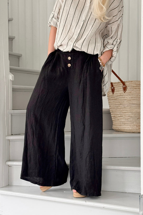 Romano linen pants, black
