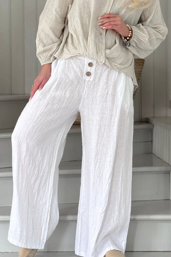 Romano linen pants, white